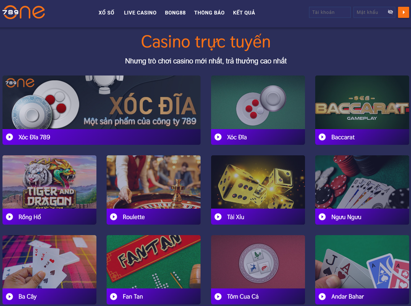 Những trò chơi casino online hấp dẫn ở nhà cái Ld789